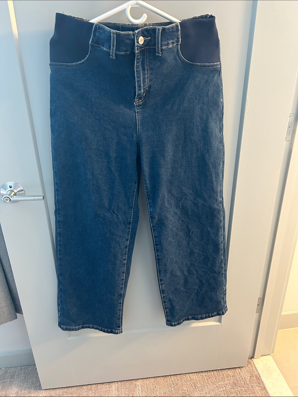 Dark Wash Maternity Jeans with Stretch Waistband